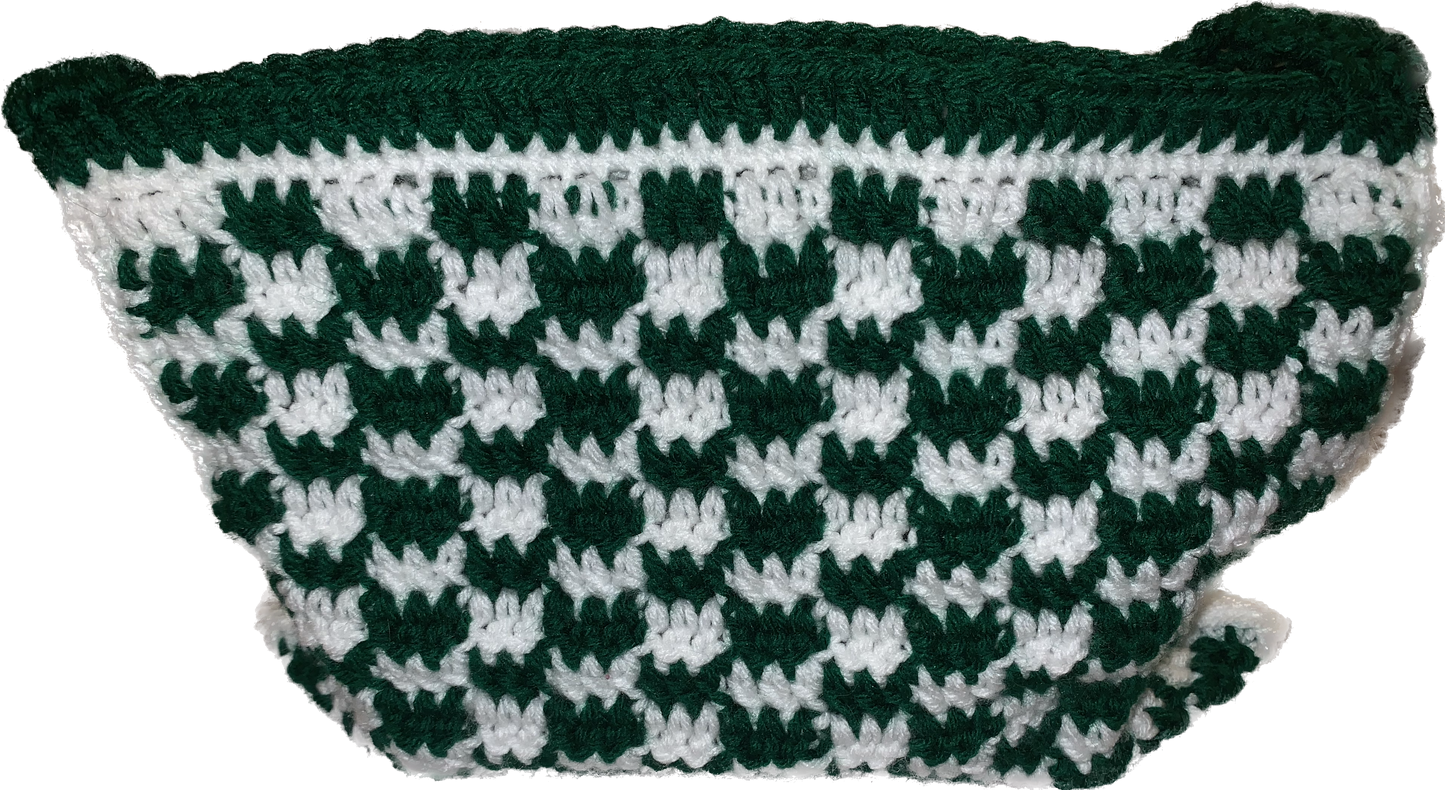 Green and White Checkered pattern Shoulder Bag